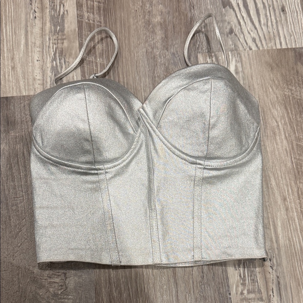 Silver Shimmer Bustier Crop Top